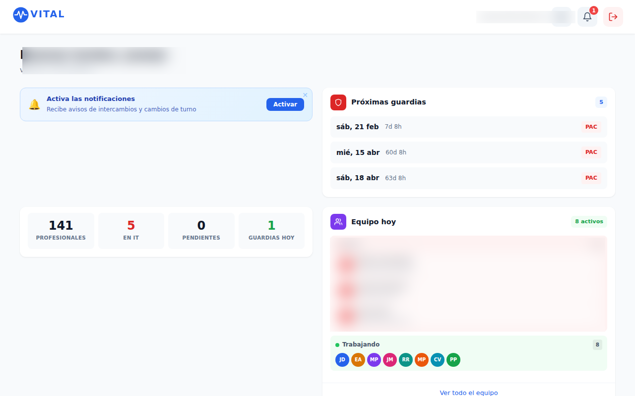Panel de control VITAL