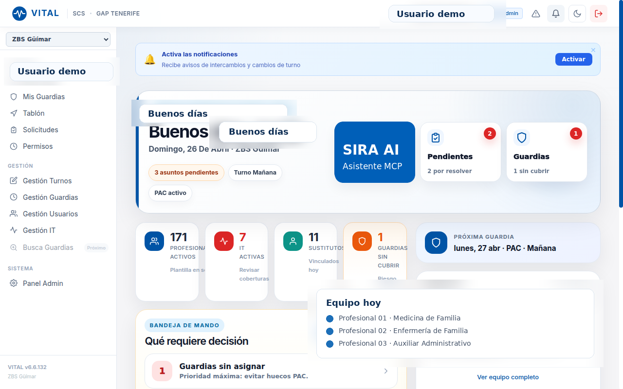 Panel de control de VITAL para coordinación sanitaria con datos anonimizados